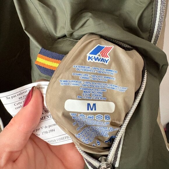 K-Way Denise St Thermo Double Reversible Jacket Olive Green / Oak Size Medium - Picture 7 of 7